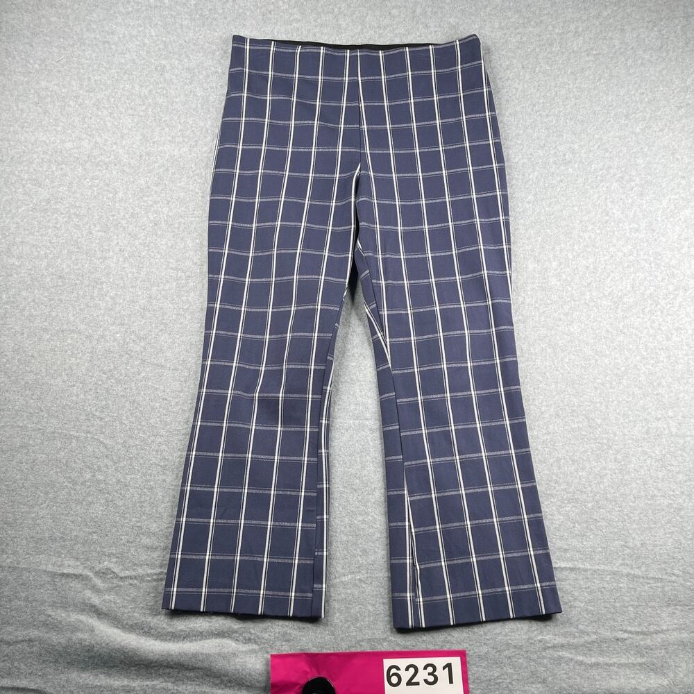 A New Day Check Pants Navy Blue White Casual Stretch Womens Size 12